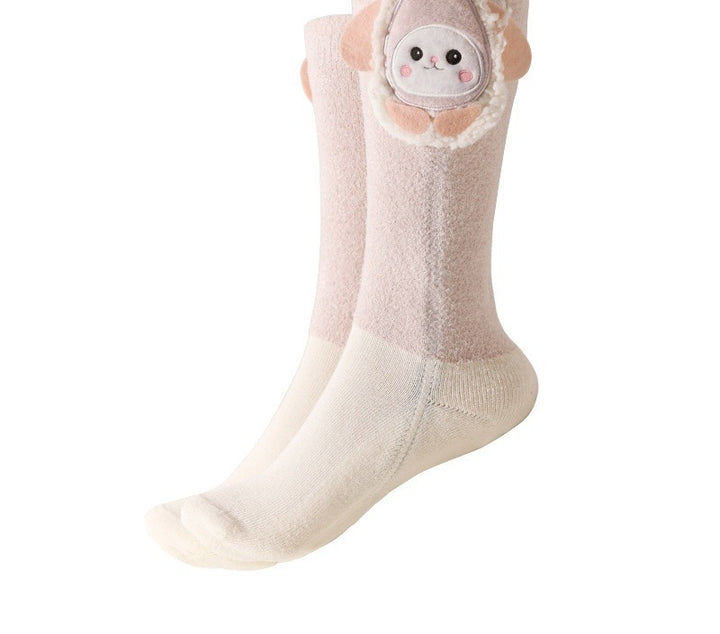 Heated socks with 3D cartoon cat