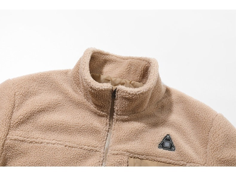 Man wearing heated sherpa fleece jacket