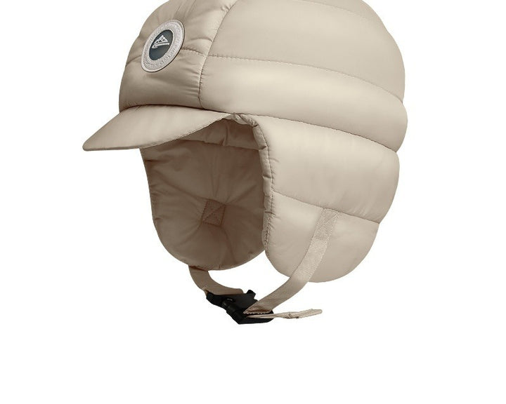 Black padded trapper hat with ear flaps