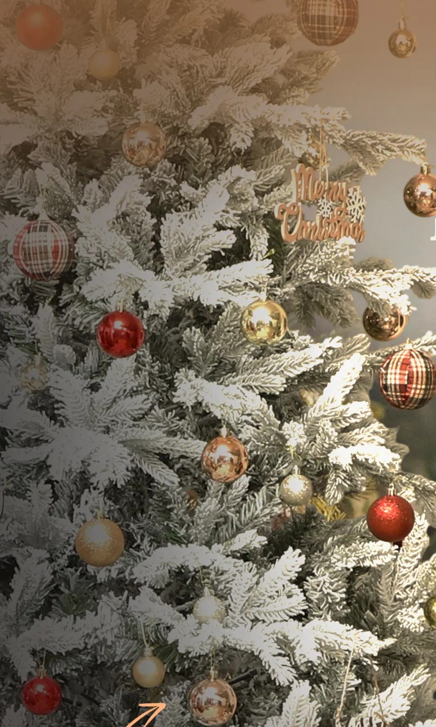 Tall full snow flocked spruce Christmas tree
