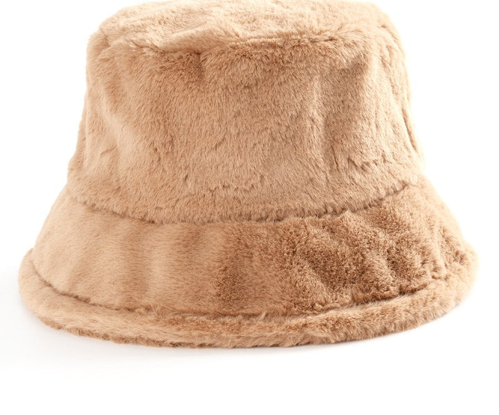 Fluffy leopard print faux fur bucket hat