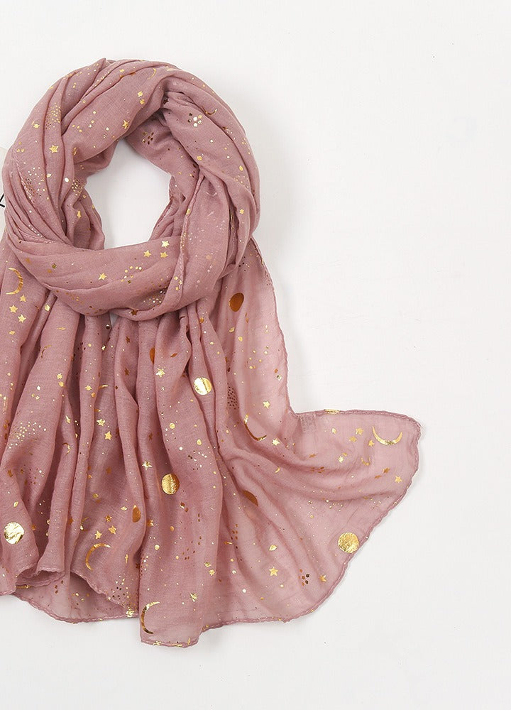 Navy scarf with gold star print