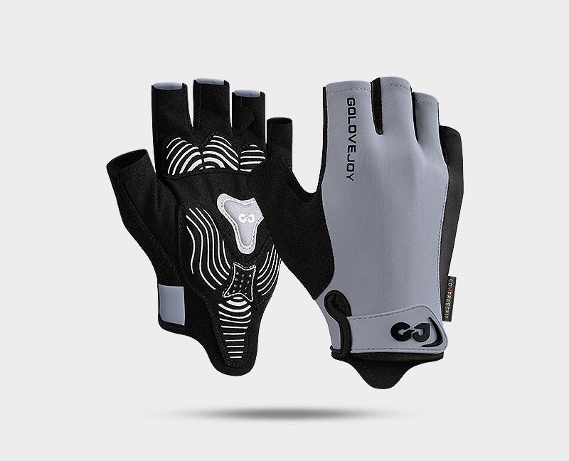 Black half-finger cycling gloves with padded palm