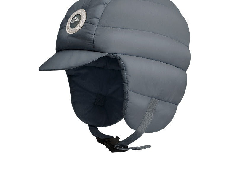 Black padded trapper hat with ear flaps