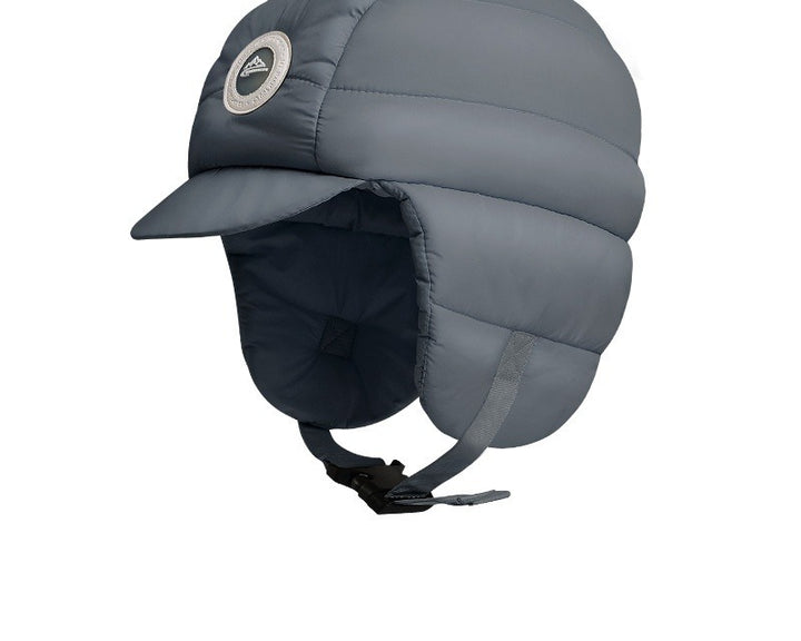 Black padded trapper hat with ear flaps