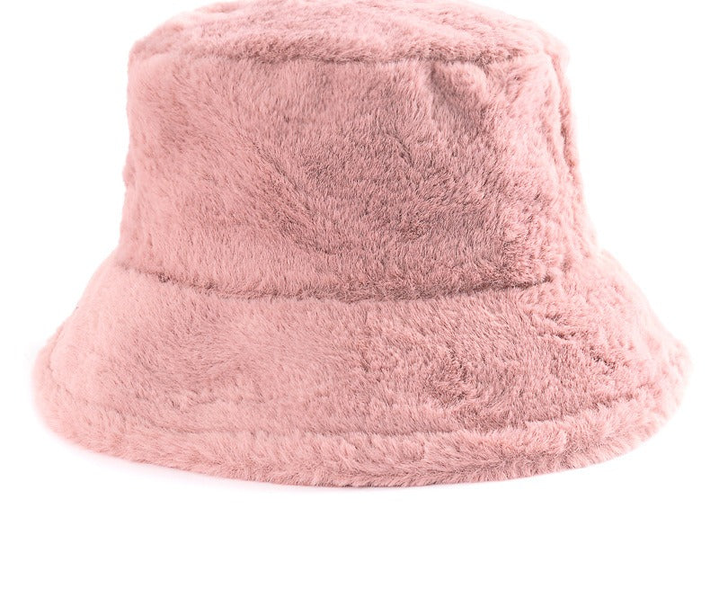 Fluffy leopard print faux fur bucket hat