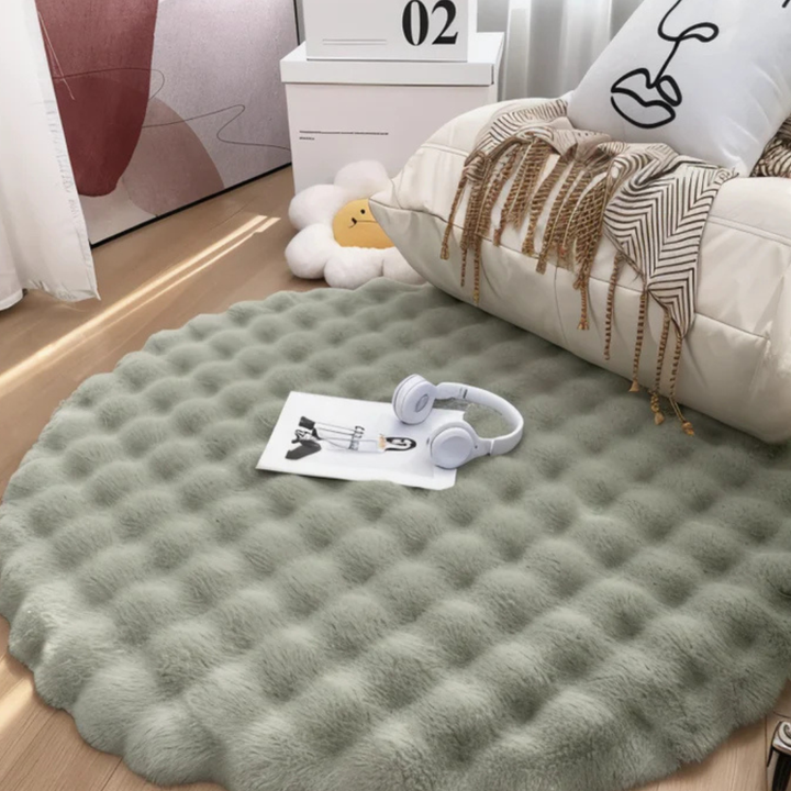 Round Soft Fleece Rug 35 in with Non-Slip Backing