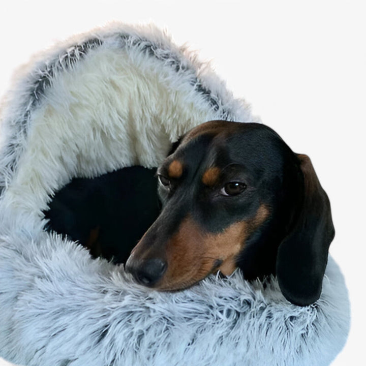 Hendrano™ Round Faux Fur Pet Bed with Washable Cover and Non-Slip Bottom