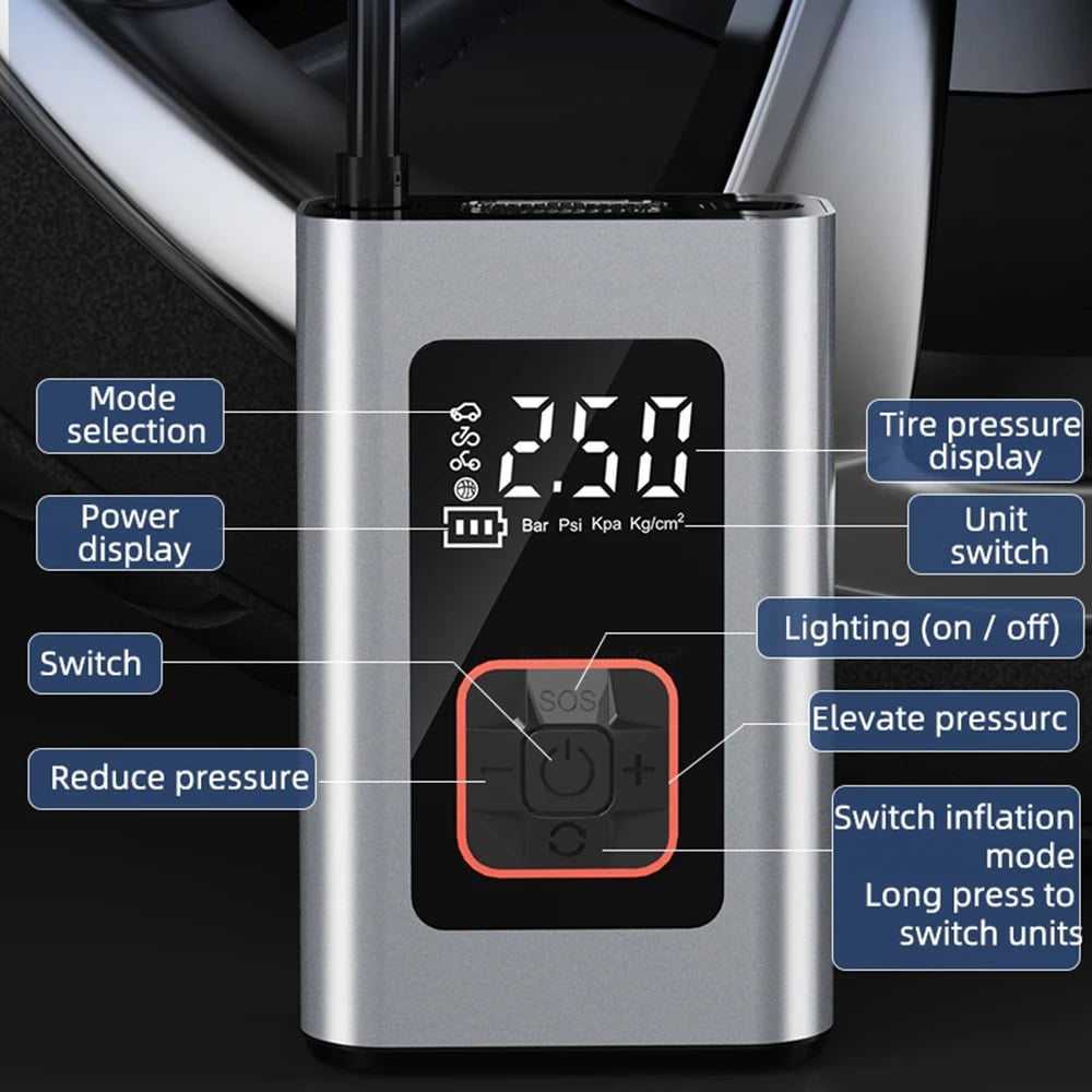 Hendrano™ Portable Electric Tire Inflator with Auto Shut-Off