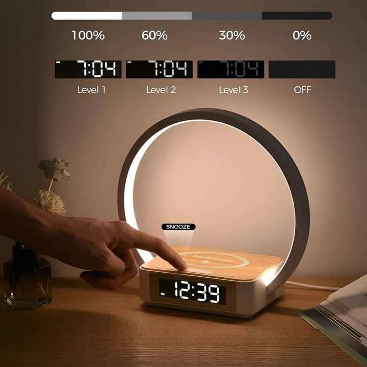 3-in-1 Bedside Lamp with Wireless Charger and Alarm Clock