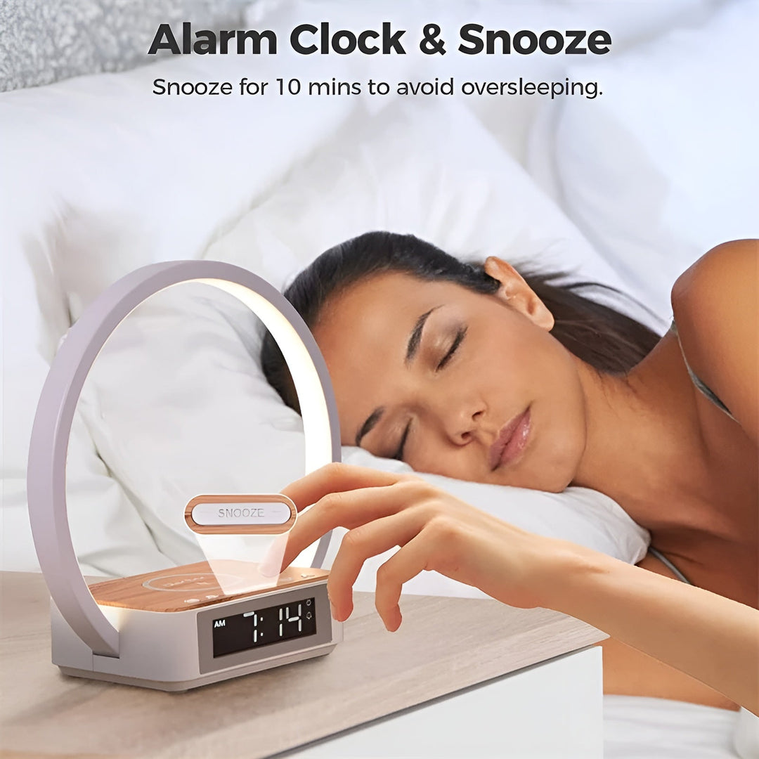 3-in-1 Bedside Lamp with Wireless Charger and Alarm Clock