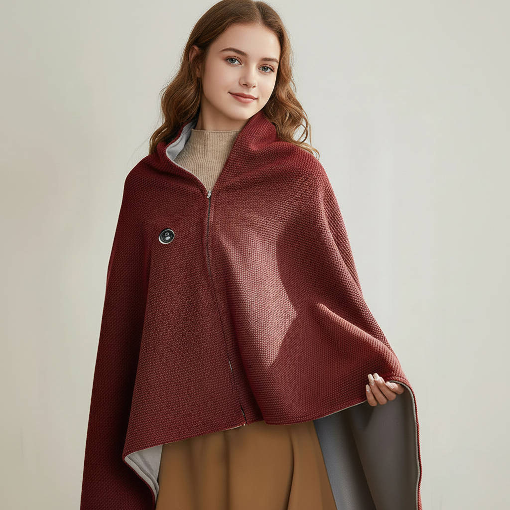 Hendrano™ USB-C Heated Shawl with 8 Heat Zones &amp; Zipper Closure