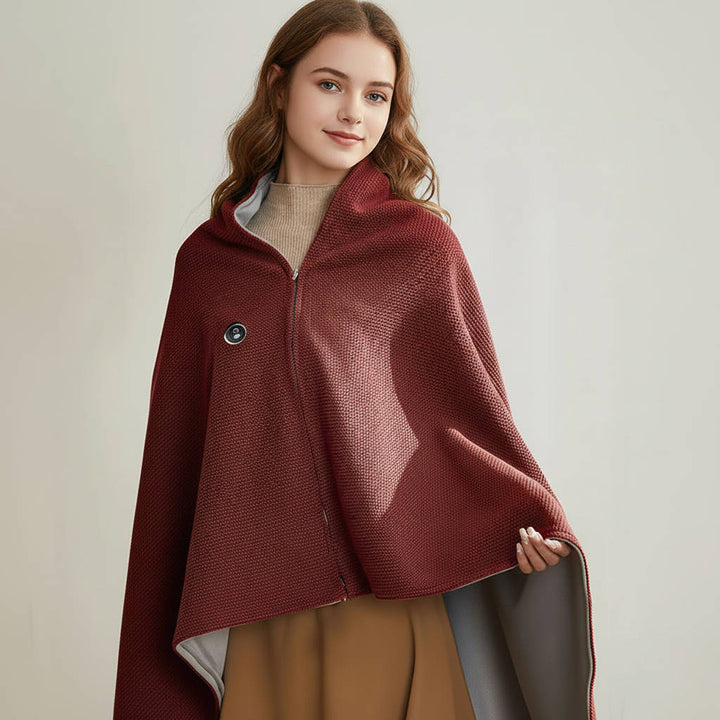 Hendrano™ USB-C Heated Shawl with 8 Heat Zones &amp; Zipper Closure