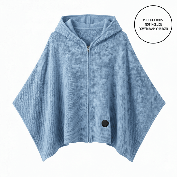 Hendrano™ Hooded USB Heated Shawl with Zipper and 3 Heat Settings