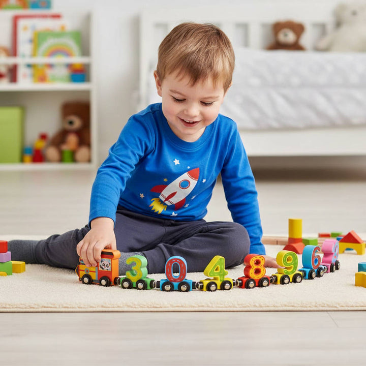 Hendrano™ Magnetic Wooden Number Train for Kids Ages 3 to 6