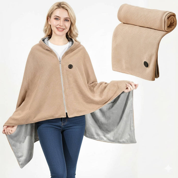 Hendrano™ USB-C Heated Shawl with 8 Heat Zones & Zipper Closure