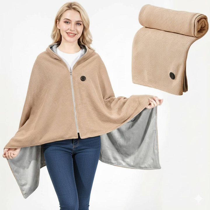 Hendrano™ USB-C Heated Shawl with 8 Heat Zones &amp; Zipper Closure