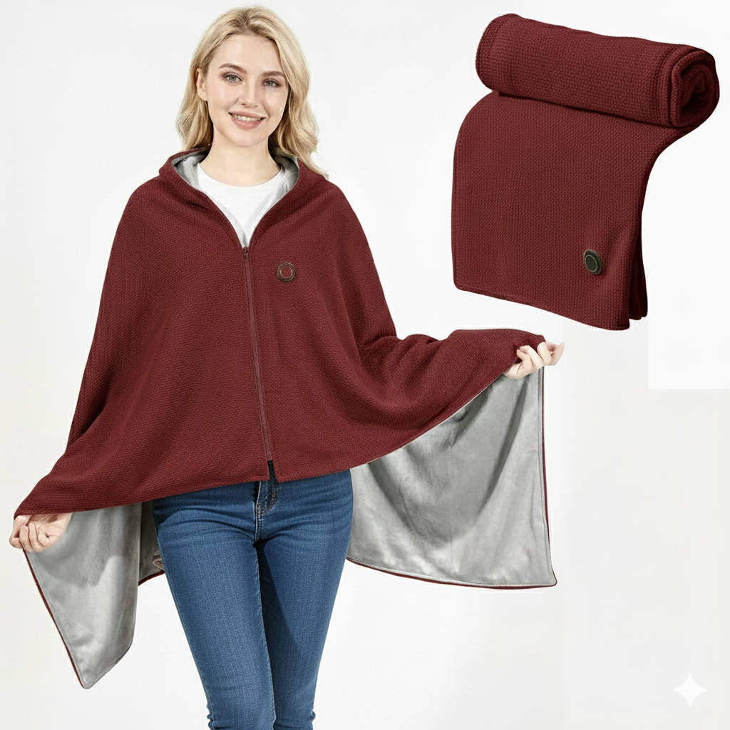 Hendrano™ USB-C Heated Shawl with 8 Heat Zones &amp; Zipper Closure