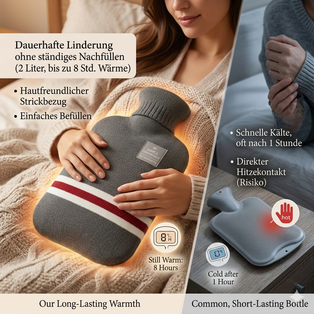Hendrano™ 2 Liter Hot Water Bottle with Knit Cover, Warm for Hours