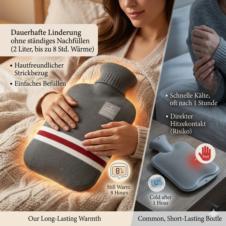 Hendrano™ 2 Liter Hot Water Bottle with Knit Cover, Warm for Hours