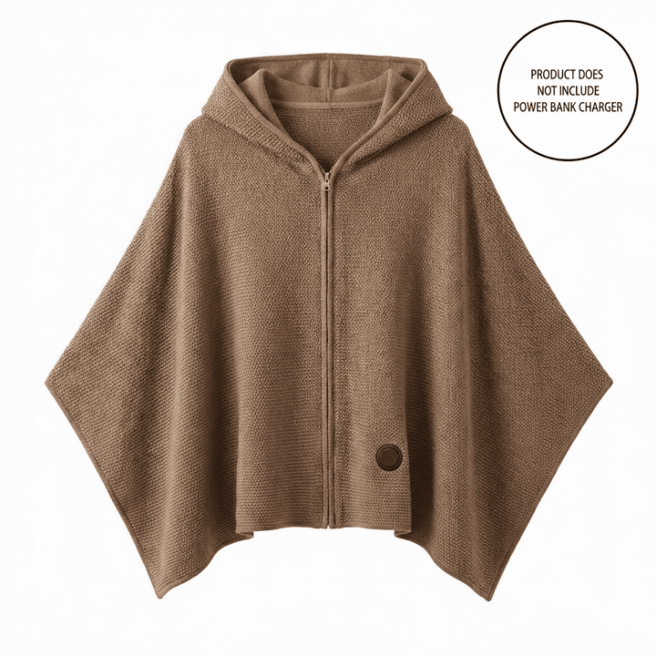 Hendrano™ Hooded USB Heated Shawl with Zipper and 3 Heat Settings