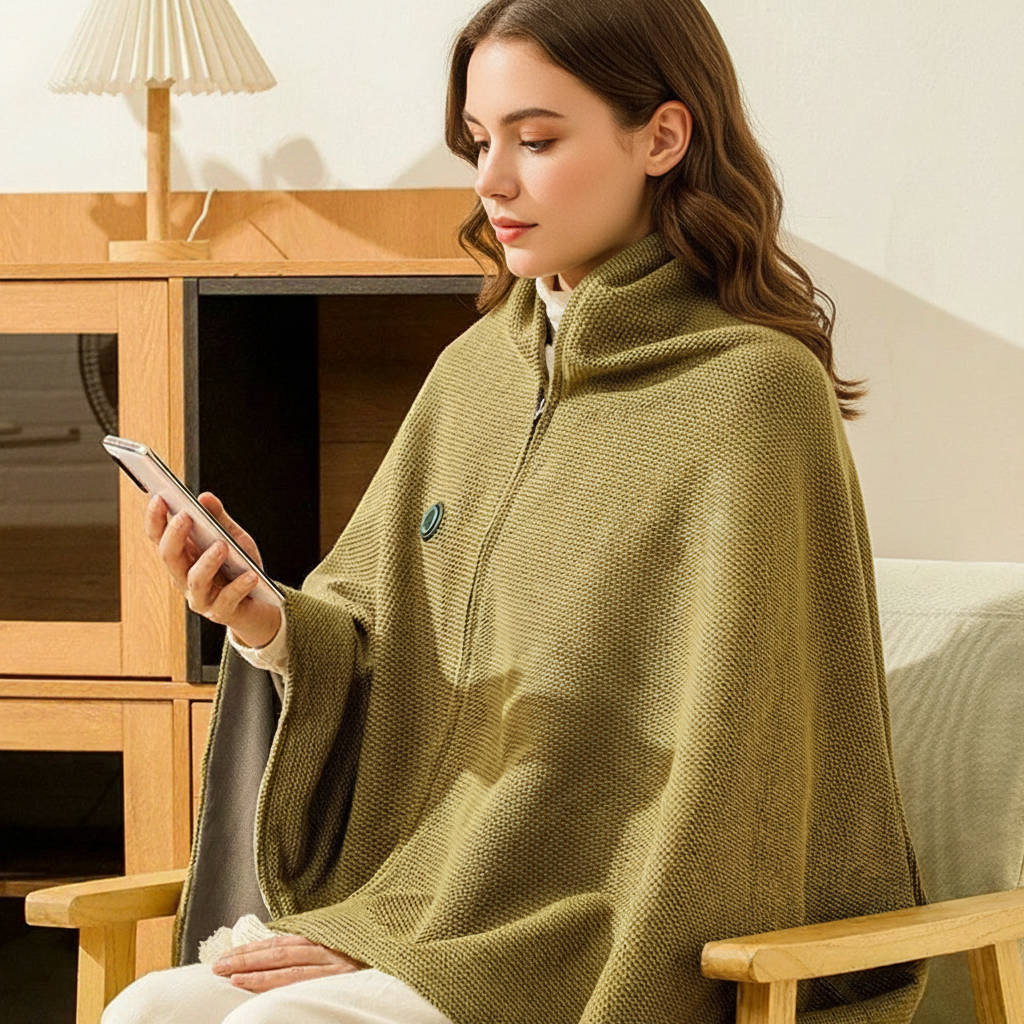 Hendrano™ USB-C Heated Shawl with 8 Heat Zones &amp; Zipper Closure