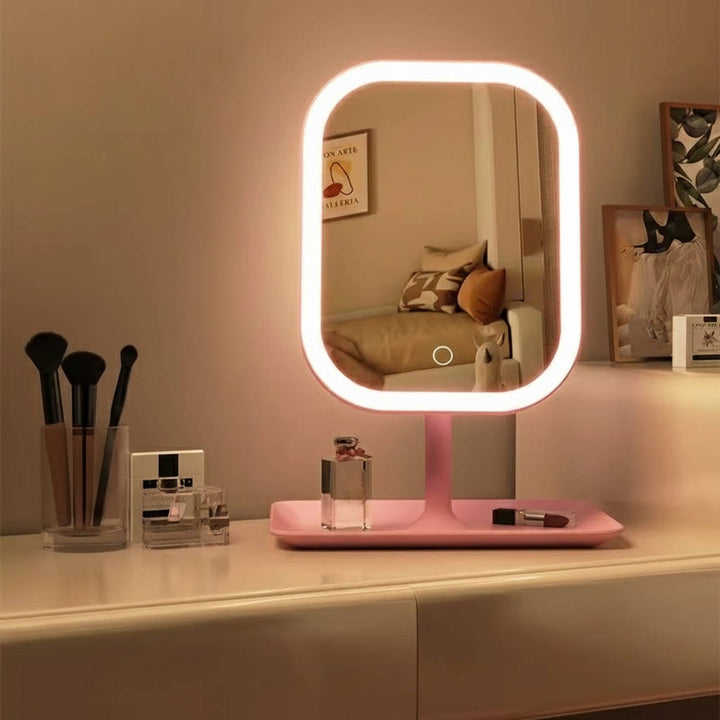 Travel Makeup Mirror with Lights and Three Color Modes