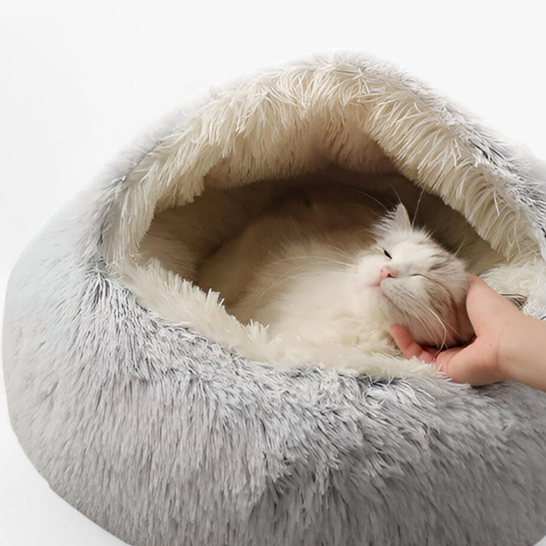Hendrano™ Round Faux Fur Pet Bed with Washable Cover and Non-Slip Bottom