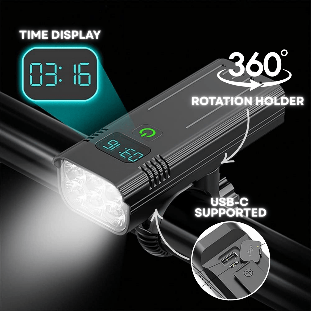 Hendrano™ 5000 Lumen Bike Light with 12 LEDs and USB-C Rechargeable Battery