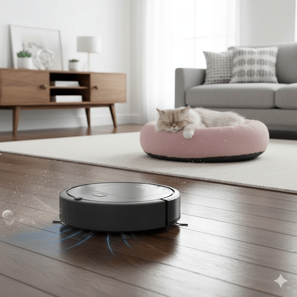 Quiet Robot Vacuum with HEPA Filter and One-Button Cleaning