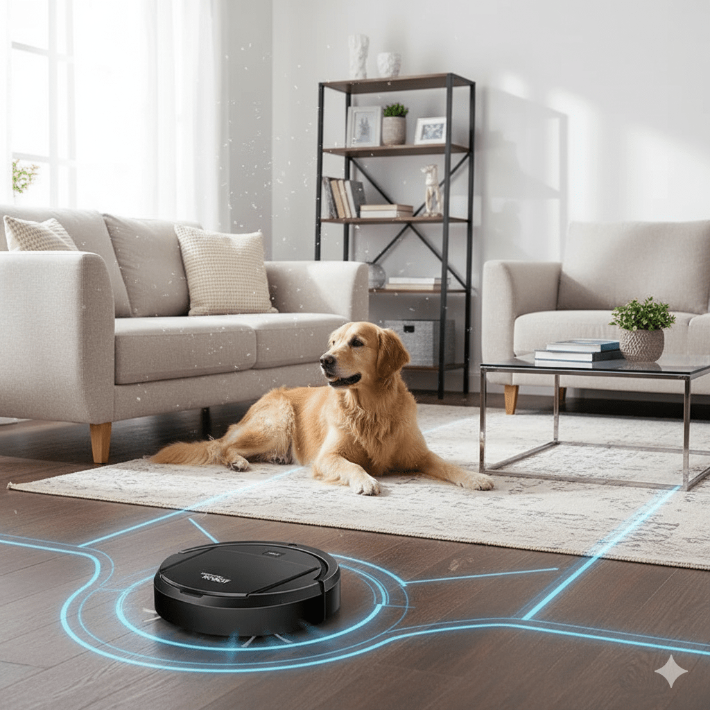 Quiet Robot Vacuum with HEPA Filter and One-Button Cleaning