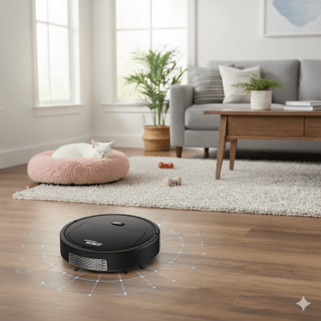 Quiet Robot Vacuum with HEPA Filter and One-Button Cleaning