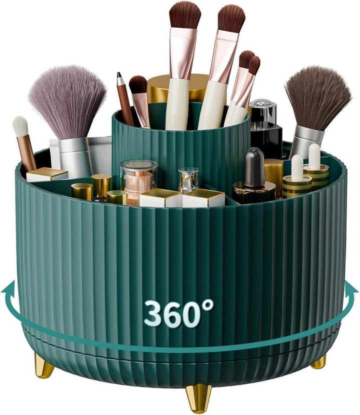 360° Rotating Makeup Organizer with 5 Compartments