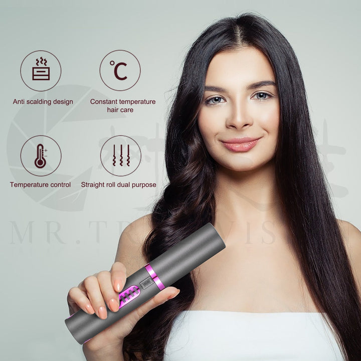 Hendrano™ Cordless USB 2-in-1 Mini Flat Iron and Curler for Travel