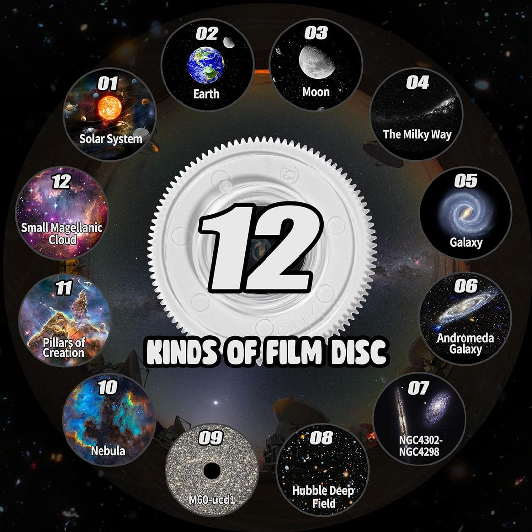 Hendrano™ 360° Planetarium Star Projector with 12 Galaxy Discs