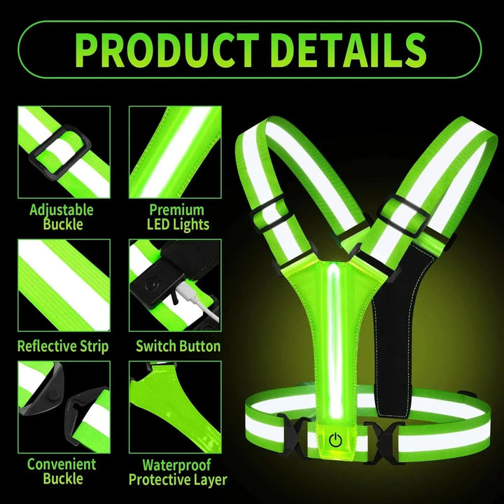 Hendrano™ Rechargeable LED Running Vest with 360° Reflective Visibility