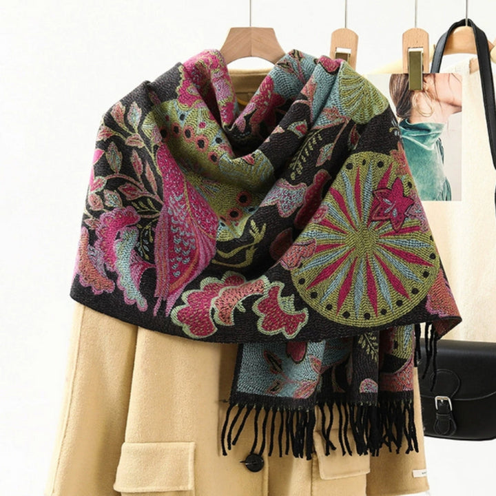 Ethnic Pattern Pashmina Shawl Scarf – Soft &amp; Vibrant Wrap
