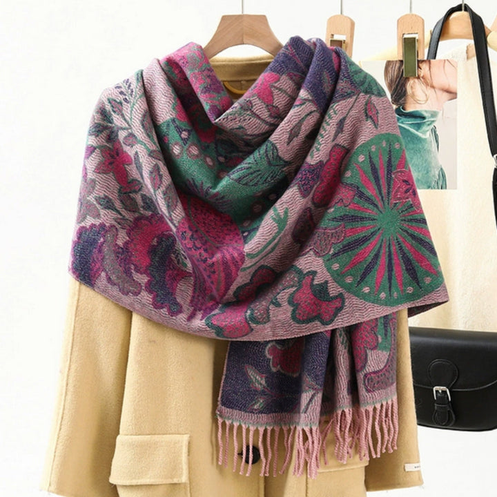 Ethnic Pattern Pashmina Shawl Scarf – Soft &amp; Vibrant Wrap