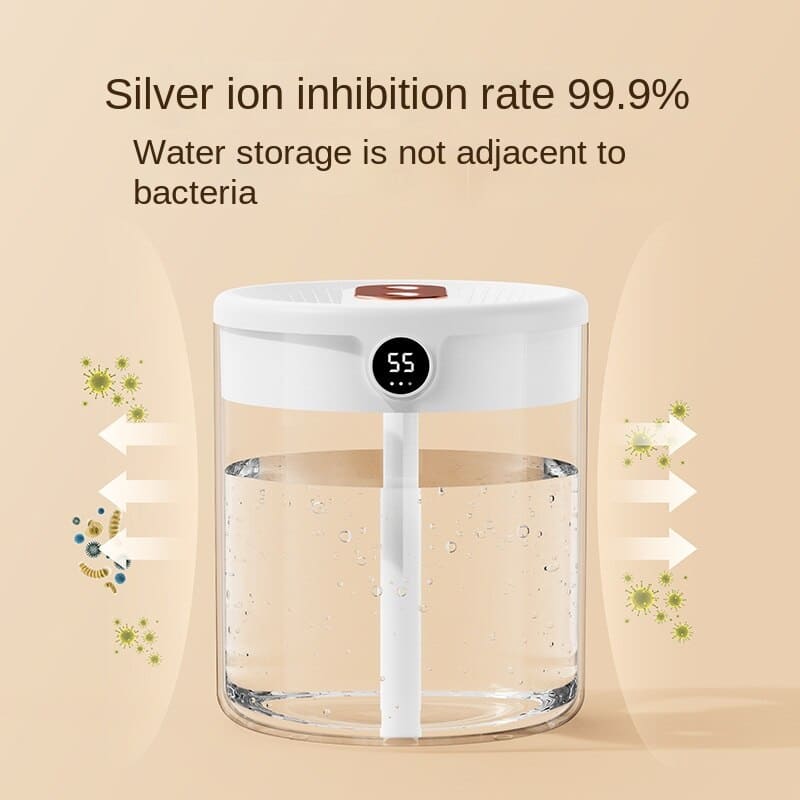 2L USB Cool Mist Humidifier with Dual Mist Outlets and Display