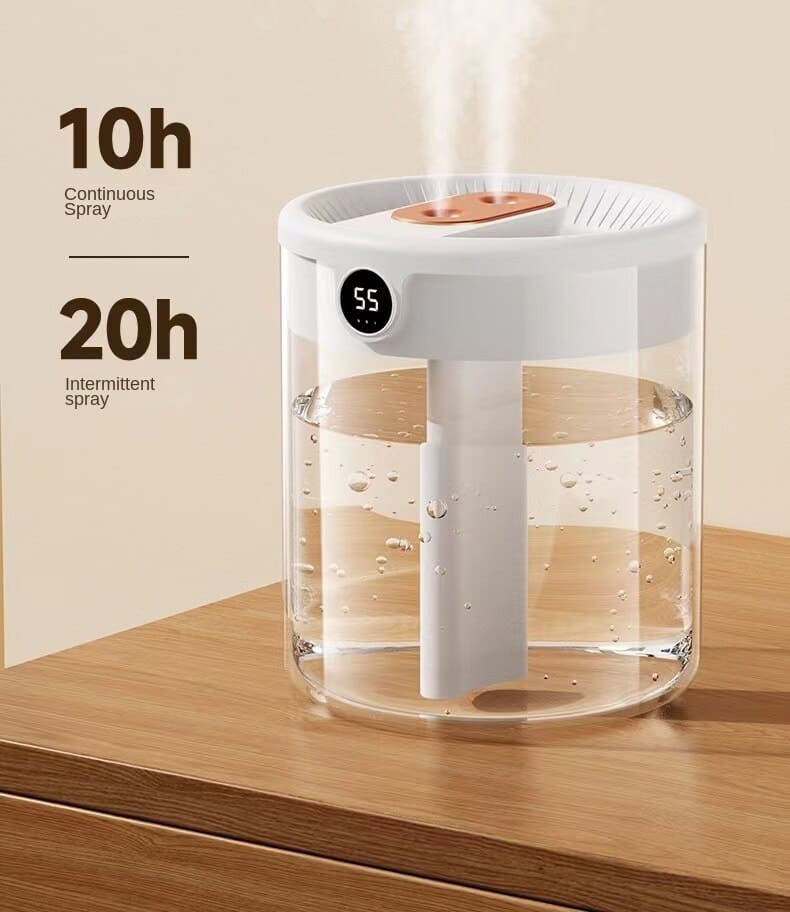 2L USB Cool Mist Humidifier with Dual Mist Outlets and Display