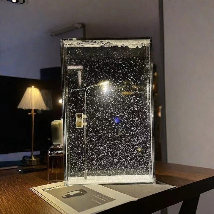 Snowy Street Lamp Night Light – Glowing Winter Scene Diorama
