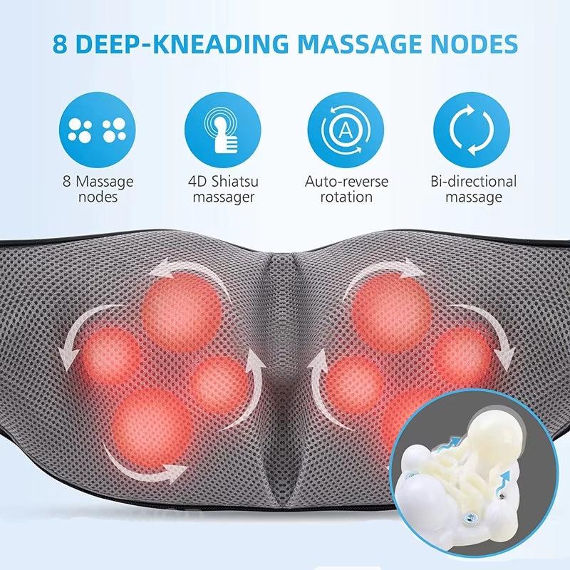 Hendrano™ Shiatsu Neck and Back Massage Pillow with Soothing Heat