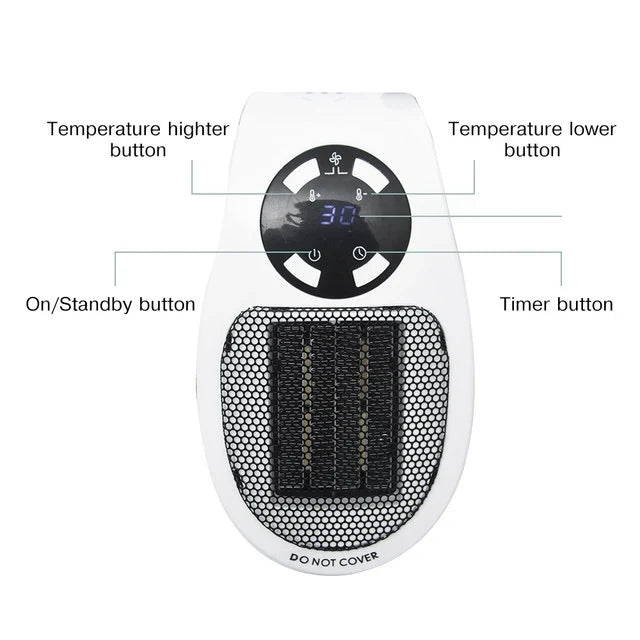 Hendrano™ Quiet Mini Space Heater with Remote and 12-Hour Timer