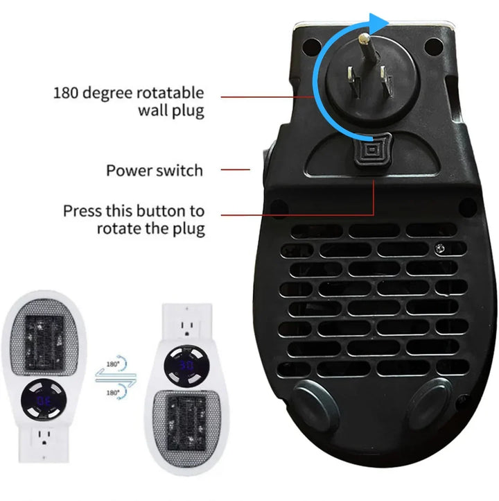 Hendrano™ Quiet Mini Space Heater with Remote and 12-Hour Timer