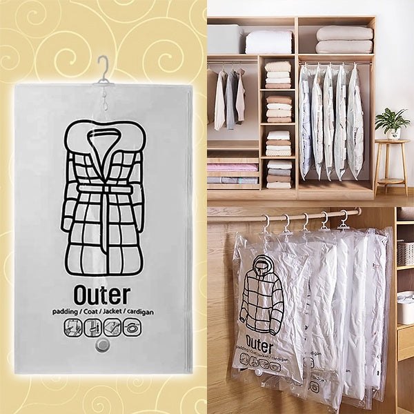 Hanging Vacuum Storage Bags for Closets, Set of Four