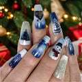Hendrano™ Artistic Winter Press-On Nails with Frosty Tree Scenes