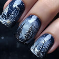 Hendrano™ Artistic Winter Landscape Press-On Nails in Slate Gray