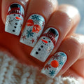 Hendrano™ Winter Press-On Nails with Snowman and Snowflake Designs