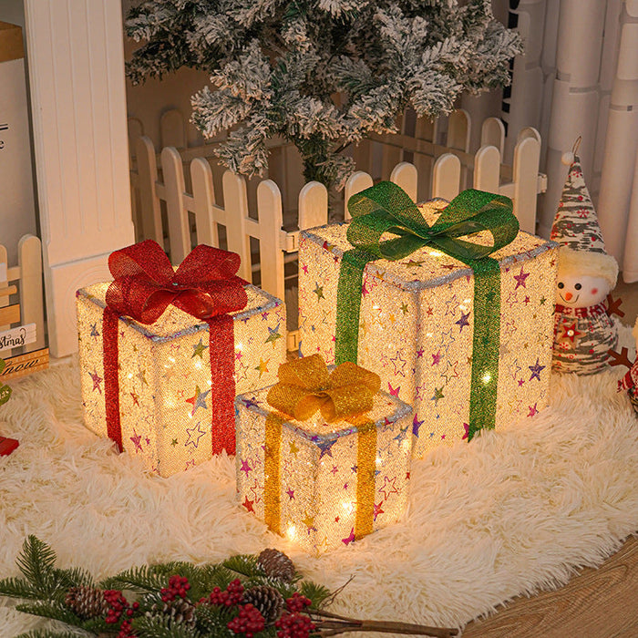 Hendrano™ Lighted Christmas Present Boxes, 3-Piece LED Holiday Set