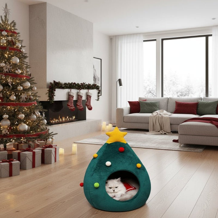 Christmas Tree Cat Bed for a Cozy Winter Experience